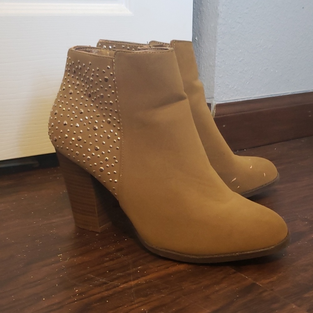 Tan Studded Ankle Booties